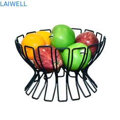25*22*16CM Laser Engraving Logo Black Baking European Iron Art Fruit Basket Metal Houseware For Customer Requirements