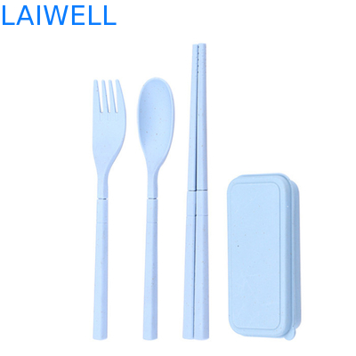 Eco Wheat Straw Fiber Blue Foldable 3-PC Flatware Set Sustainable Tableware Accents Настраиваемый и многоразовый для вашего экологически чистого бизнеса