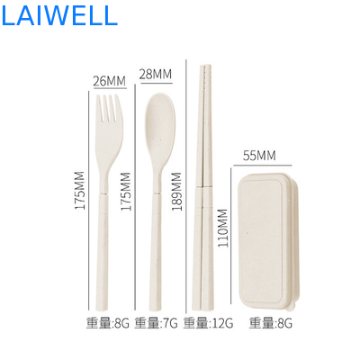 Eco Wheat Straw Fiber Blue Foldable 3-PC Flatware Set Sustainable Tableware Accents Настраиваемый и многоразовый для вашего экологически чистого бизнеса