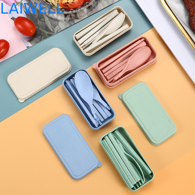 Eco Wheat Straw Fiber Blue Foldable 3-PC Flatware Set Sustainable Tableware Accents Настраиваемый и многоразовый для вашего экологически чистого бизнеса