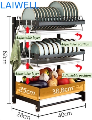 SGS Kitchenwares нержавеющей стали компакта 400*280*620mm организатор шкафа блюда 3 слоев