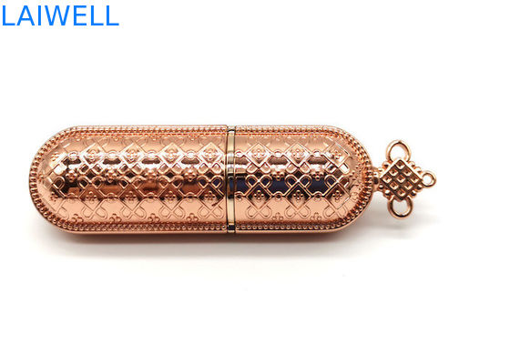 OEM Цинковая сплав металлический литье губная трубка с китайским узлом дизайн для высококлассных косметических изделий